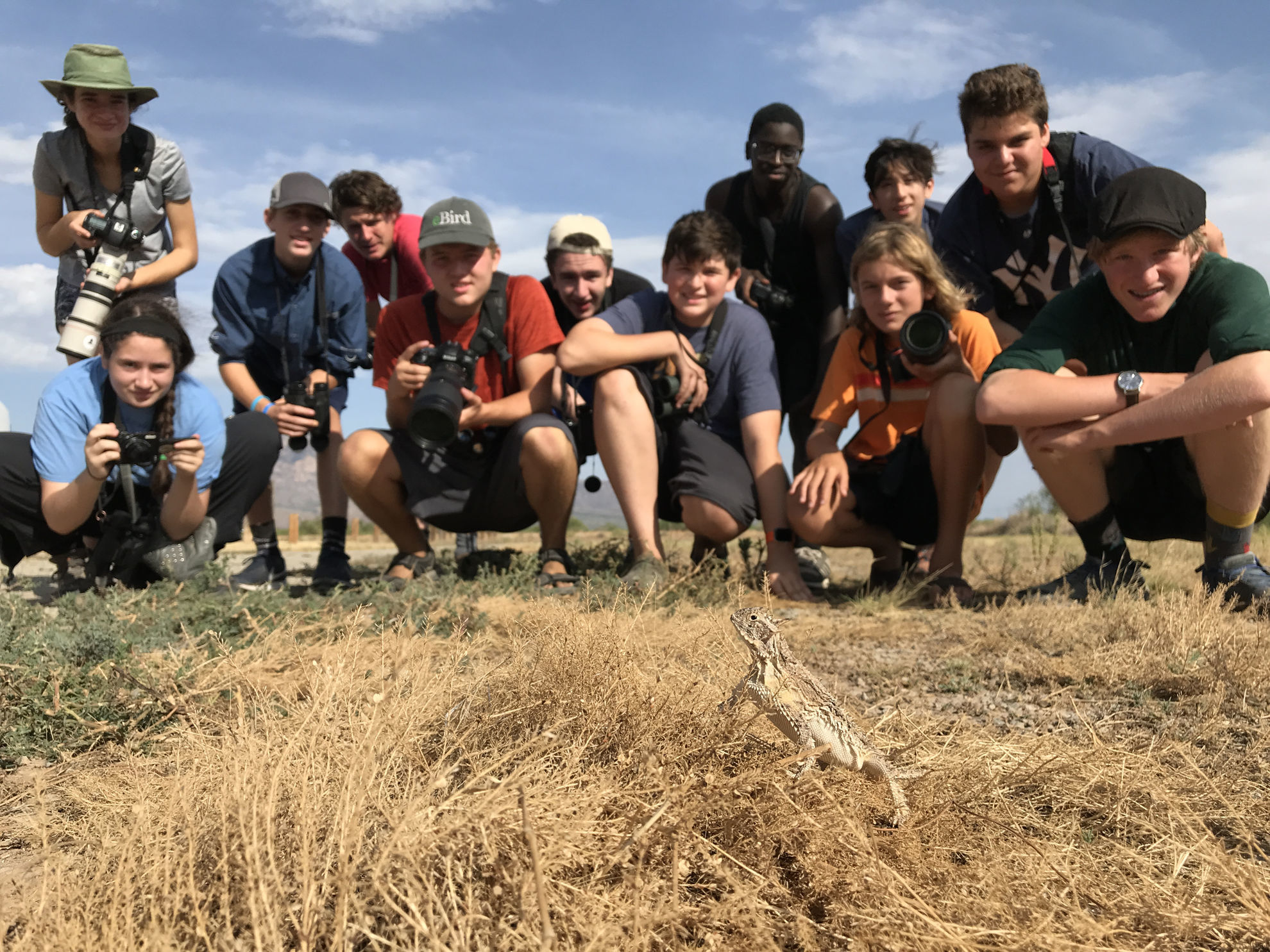 Campers observing a Texas Horned Lizard © Brian Gibbons